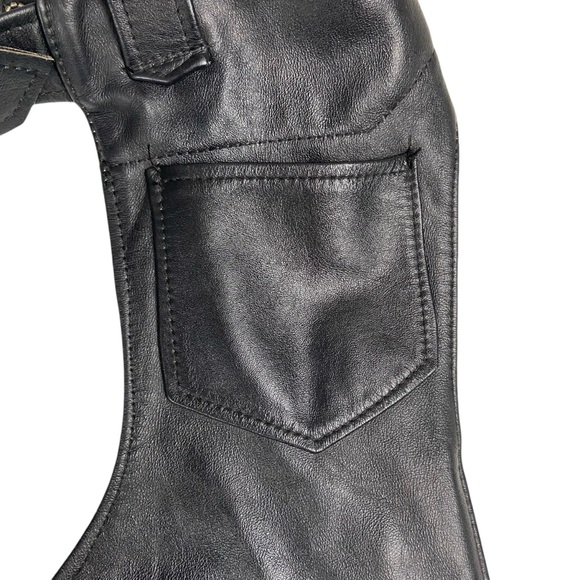 Steer Brand Women’s Blk Leather Motorcycle Biker Chaps Riding Pants - Picture 4 of 16